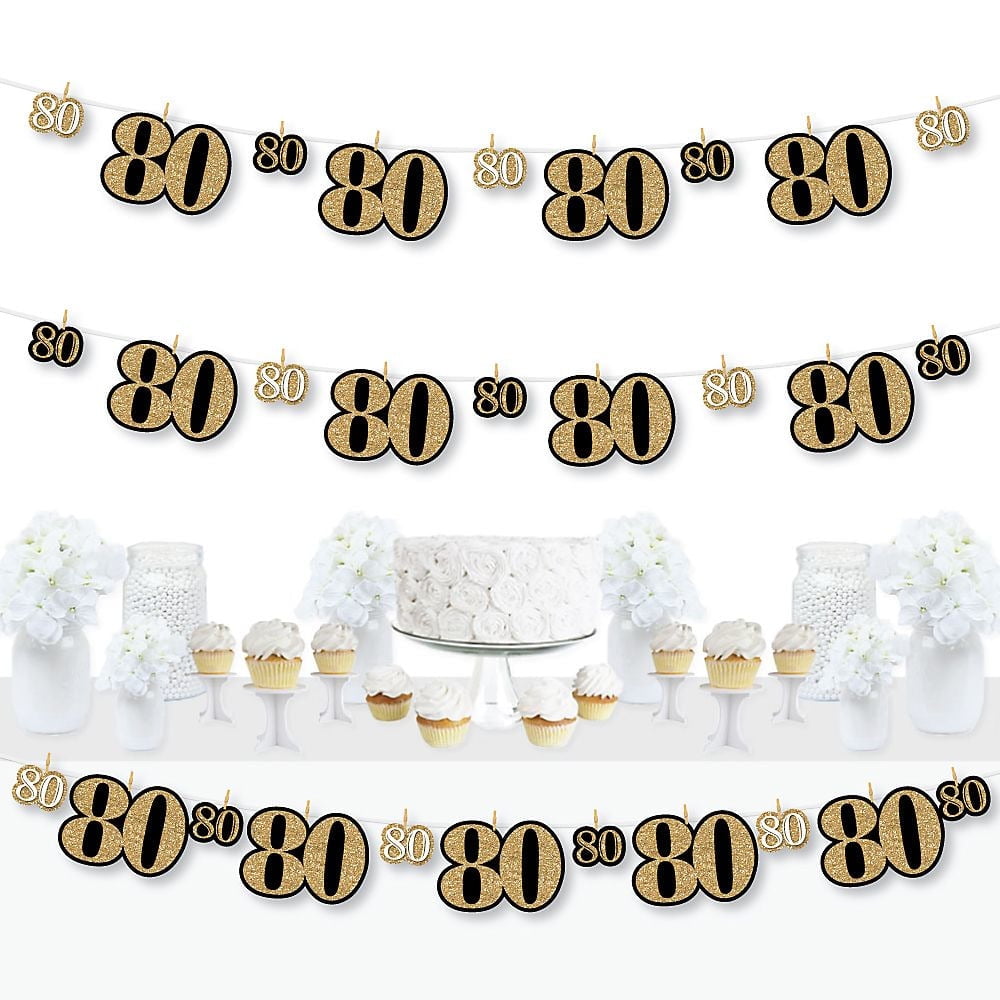 Adult 80th Birthday Gold Birthday Party DIY Decorations