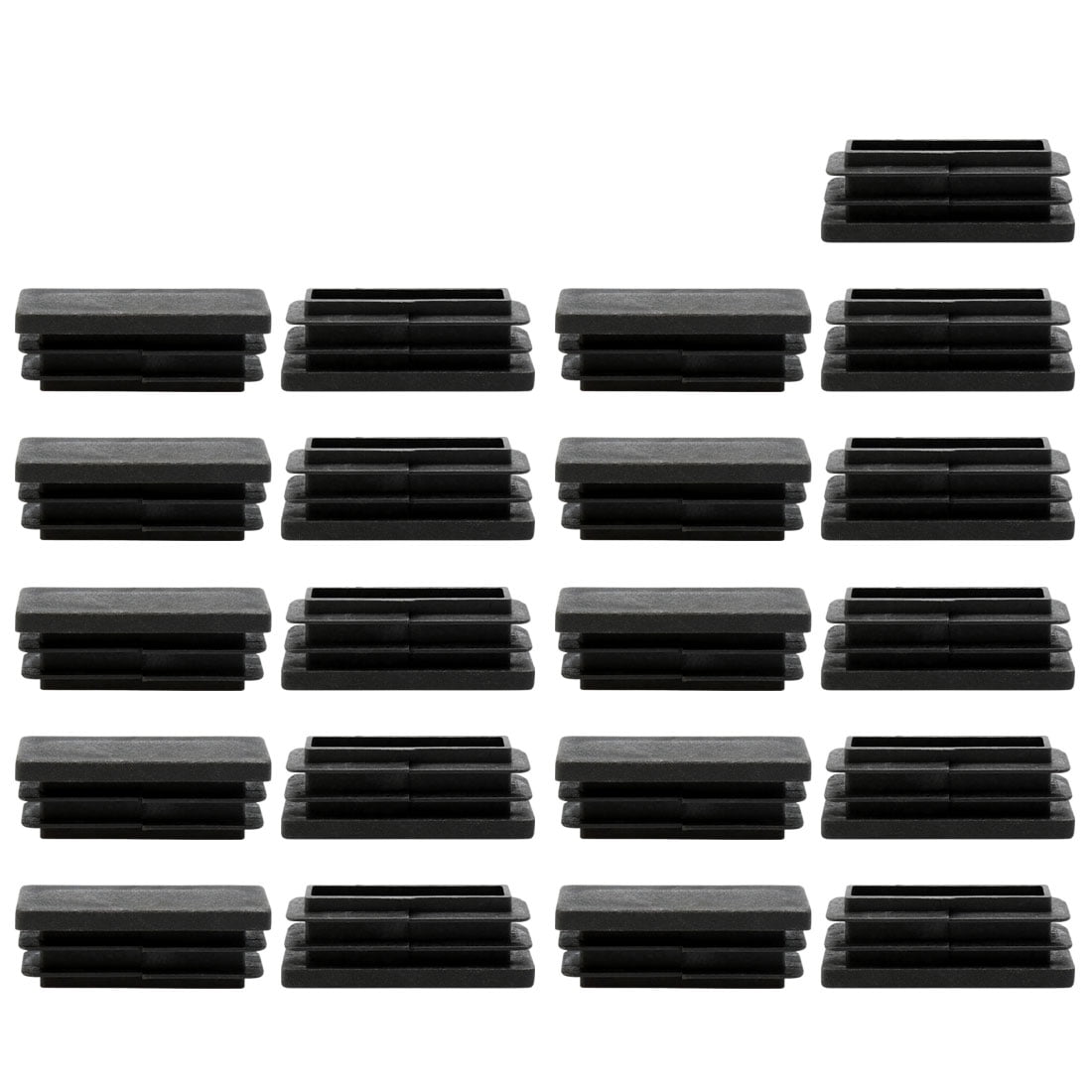 15 x 40mm Plastic Rectangle Ribbed Tube Inserts Furniture Glide Chair 21pcs