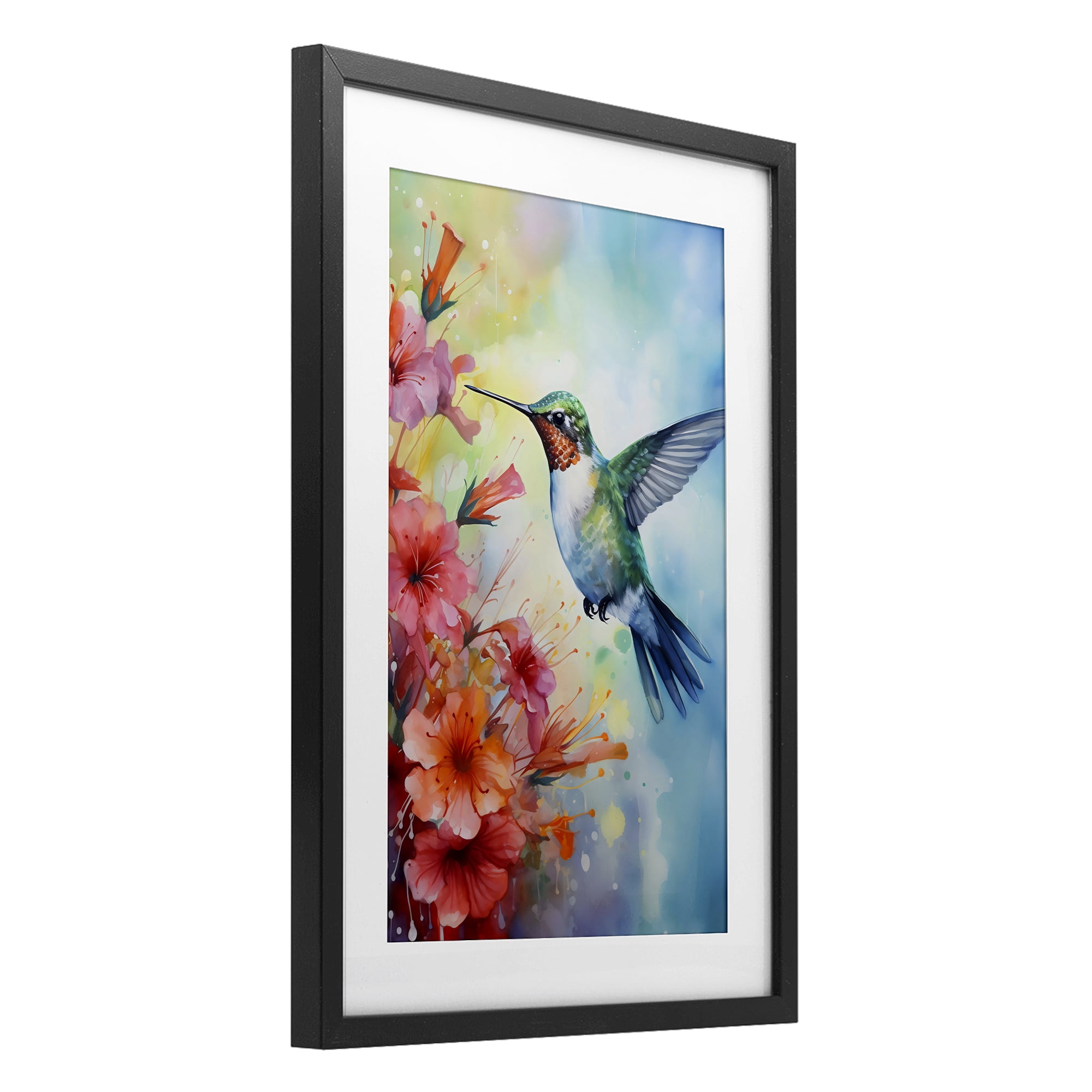 Stupell Industries Hummingbird Hibiscus Serenade Black Framed Print Under Glass, design by Creative Studio