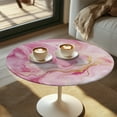 thumbnail image 2 of SEANATIVE 24 Inch Cocktail Table Topper Cap Elastic Fit Round Highboy Table Covers Stretch Spandex Table Covers Elegant Table Decorations for Parties Bar, Marble Pink, 2 of 7