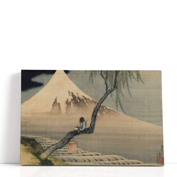 Boy on Mt Fuji- Wrapped Canvas Print Wall Art | 18" W x 12" H