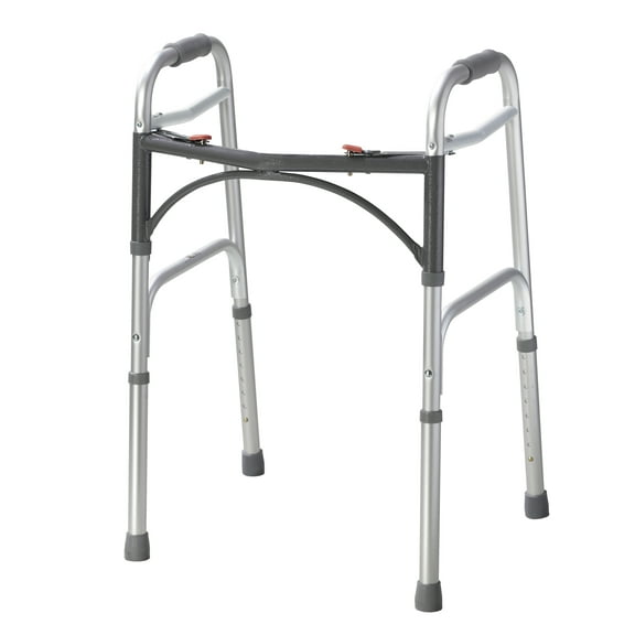 Drive Medical 10200-1 Deluxe Two Button Folding Walker, Silver 1 ea