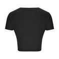 thumbnail image 6 of womens t shirts spring fashion Women's Drawstring Sheer T Shirts Ruched Short Sleeve V Neck Crop Tops spring tops for women, 6 of 7