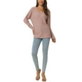 thumbnail image 2 of MODA NOVA Juniors V Neck Waffle Knit Long Sleeve Slim Fit Casual Tops, 2 of 6