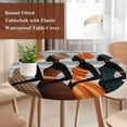 thumbnail image 4 of Black Female Round Tablecloth, Fitted Table Cover with Elastic for 36"-44" Round Tables, African Women Geometric Abstract Art Table Cloth Outdoor Indoor Dinning Party Waterproof Tablecloths, 4 of 7