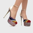 thumbnail image 5 of FSJ Women Graceful Stiletto Platform High Heel Pumps Ankle Strap Rainbow Round Closed Toe D'Orsay Sandals Dress Wedding Shoes Size Size 8 Gold, 5 of 5