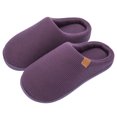 thumbnail image 1 of WOTTE Women's Slippers Memory Foam Sole Waffle Knitted Soft Plush Fleece Lined House Shoes Indoor Outdoor Purple, Size 6-7, 1 of 7