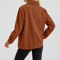 thumbnail image 5 of QIYAGBSA Corduroy Jacket for Women Soft Turn Down Lapel Collar Button Down Long Sleeve Fall Casual Outerwear Drop Shoulder with Patch Pockets (Brown, M), 5 of 6