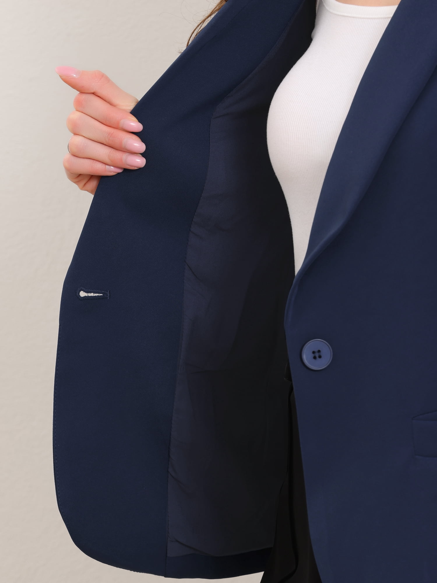 DARING DIVA Women's 3/4 Sleeve Shawl Lapel Work Blazer with Pockets M Royal Blue