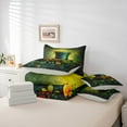 thumbnail image 6 of jejeloiu Lucky Spring Green Clover 7pcs Bedding Comforter Set,St Patricks Day Queen Bedding Sets,Green Orange Flowers Queen Sheet Sets For Girls Kids,Super Cozy Room Decor Reversible, 6 of 8