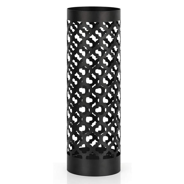 Black Round Metal Umbrella Stand Rack with Drip Tray