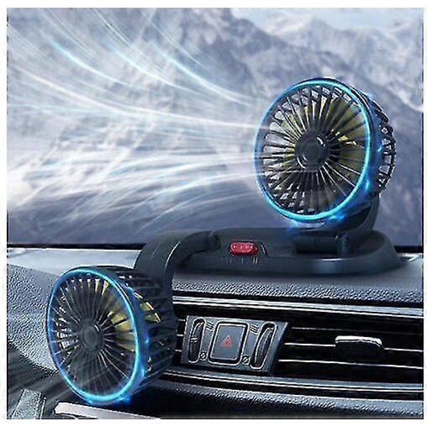 Encendedor de cigarrillos de doble extremo de 24 V, ventilador de enfriamiento para automóvil giratorio 360 con cabezal doble, ventilador de enfriamiento de verano para automóvil, interior de automóvi