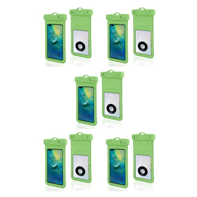 ZLight Waterproof Phone Pouch 7.2 Inch Dry Bag Portable Water Sports Protector Reusable Universal Cellphone for Protection Case Green 5Set