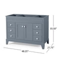 thumbnail image 4 of 49 Inch Modern Bathroom Vanity with Marble Countertop & Ceramic Sink, Ample Storage 2 Doors 6 Drawers, Space-Saving Design for Bathroom Remodel Gray, 4 of 9