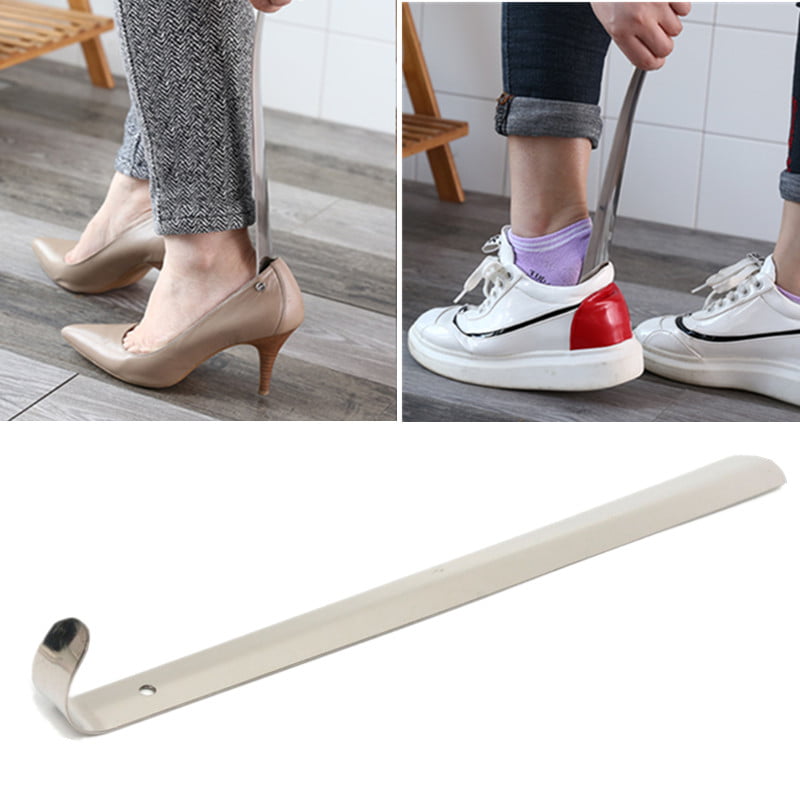 Kids Women Pregnancy Seniors 21 Shoe Horn Solid Metal for Shoes and Boots with Loop Handle Steel Metal Handled Shoehorn with Hanging Hole for Men 