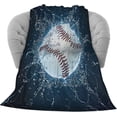 thumbnail image 2 of Baseball Ball Flannel Fleece Throw Blanket 50"x60" Living Room/Bedroom/Sofa Couch Warm Soft Bed Blanket for Kids Adults All Season, 2 of 3