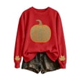 thumbnail image 7 of HongQid Crew Neck Sweatshirts Women Graphic Fall Pumpkin Thanksgiving Pullover Tops Oversized Winter Autumn Season Shirts Sequin Halloween Funny Cute Long Sleeve Tops, 7 of 7