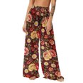 thumbnail image 2 of ICHUANYI Women's Summer Chiffon Lightweight Bathing Suit Cover Up Bohemian Style Printed Swim Beach Pants Wide Leg Swimsuit Coverup Pants, 2 of 7
