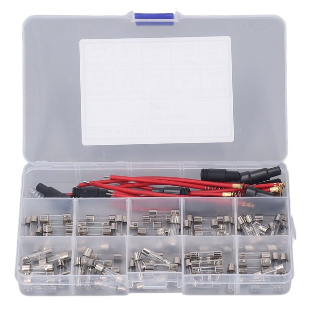 100 tubos fusibles de vidrio de 0,2 A a 20 A, 250 V, 10 tipos, juego surtido de 5 x 20 mm para protección de circuitos