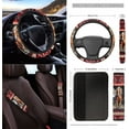 thumbnail image 3 of Yuyamidu Southwest Aztec Horse Front Car Seat Cover Set with Steering Wheel Cover Seat Belt Strap Protector Armrest Pad Cup Holder Trash Bag Air Vent Pocket Rear View Mirror Cover Keychain, 12 PCS, 3 of 7