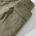 thumbnail image 4 of YUGYXL Womens Cotton Cargo Shorts Button Stretch Waist Comfy Shorts with Pockets Vacation Hiking Shorts Army Green M, 4 of 6
