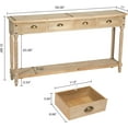 thumbnail image 2 of Wnutrees Farmhouse Console Table with 4 Drawers, 60" Long Narrow Boho Sofa Foyer Table with Large Storage Space, Solid Wood Frame and Legs for Entryway, Hallway, Living Room, Natural, 2 of 6