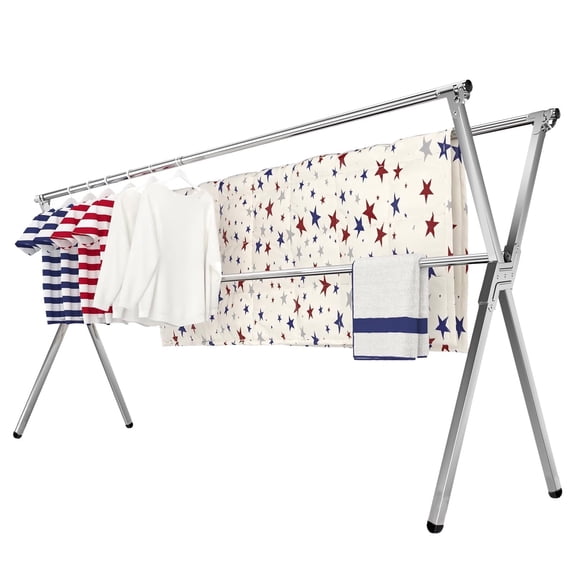 SROEDTY telescopic drying rack -53 inches to 65 inches non slip, large foldable, suitable for indoor and outdoor use