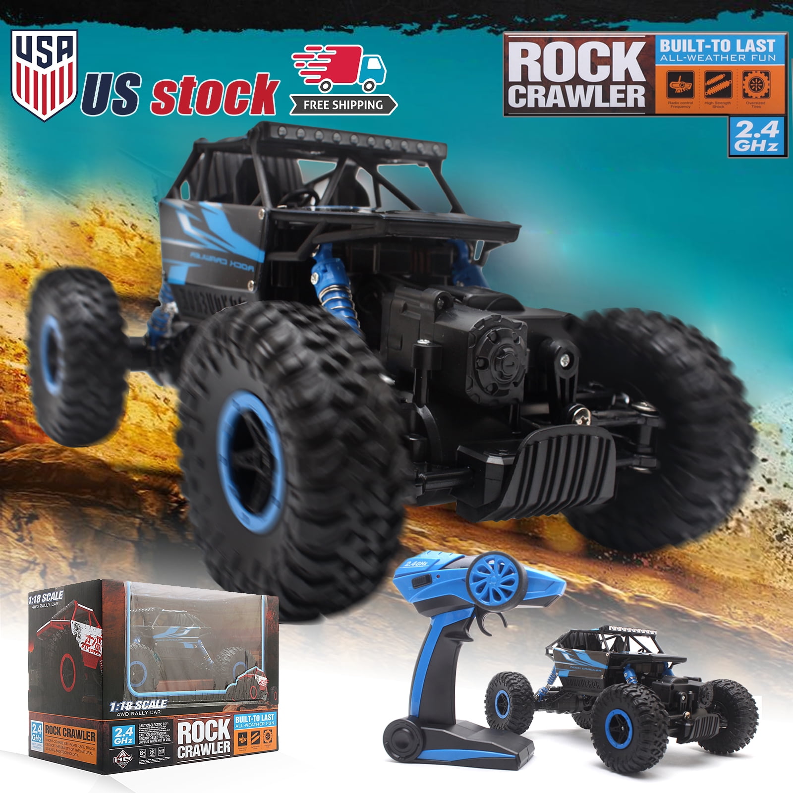 HB-P1801 2.4GHz 4WD 1/18 Scale 4x4 Rock Crawler Off-road Vehicle RC Car Truck 