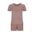 thumbnail image 3 of Jalioing Women's Pajama Set Comfy Loose Short Set Casual Solid Color Short Sleeve Tops Shorts 2 Piece Lounge Outfits, 3 of 6