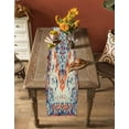 thumbnail image 5 of Orange Boho Table Runner-Cotton Linen- 108 Inch Holiday Dresser Scarves, Rustic Bohemian Ethnic Oriental Western Tablerunner for Kitchen Coffee/Dining Bedroom Living Room Dinner Scarf Décor 13x108, 5 of 9