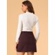 thumbnail image 5 of Falda cruzada Allegra K de pana alta con ribete volantes y botones vintage borgoña M, 5 of 6