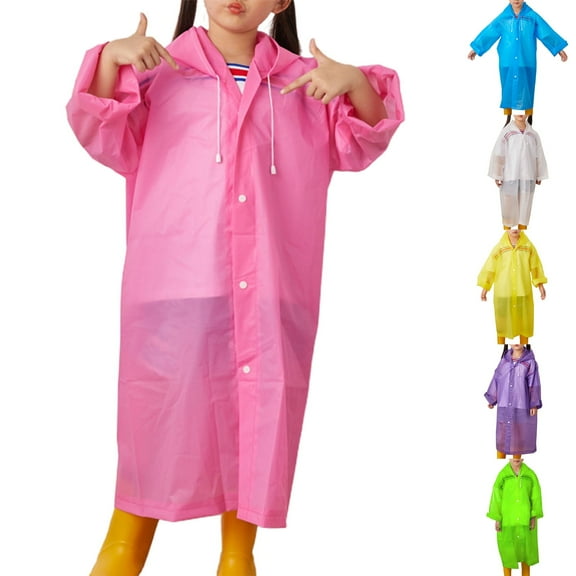Cheers.US Water-resistant Raincoat for Kids, Kids Rain Coat Reusable Rain Poncho Jacket for Boys and Girls