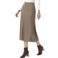 thumbnail image 4 of INSPIRE CHIC Cable Knit Sweater Skirt for Women's Elastic Waist A-Line Ribbed Casual Knit Maxi Skirt S Brown, 4 of 6