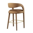 thumbnail image 4 of Bar Stool Chair Barstool, Brown Gold, Velvet, Pub Cafe Bistro Dining Kitchen Hospitality Restaurant, Modern Contemporary Boutique HB35940, 4 of 10