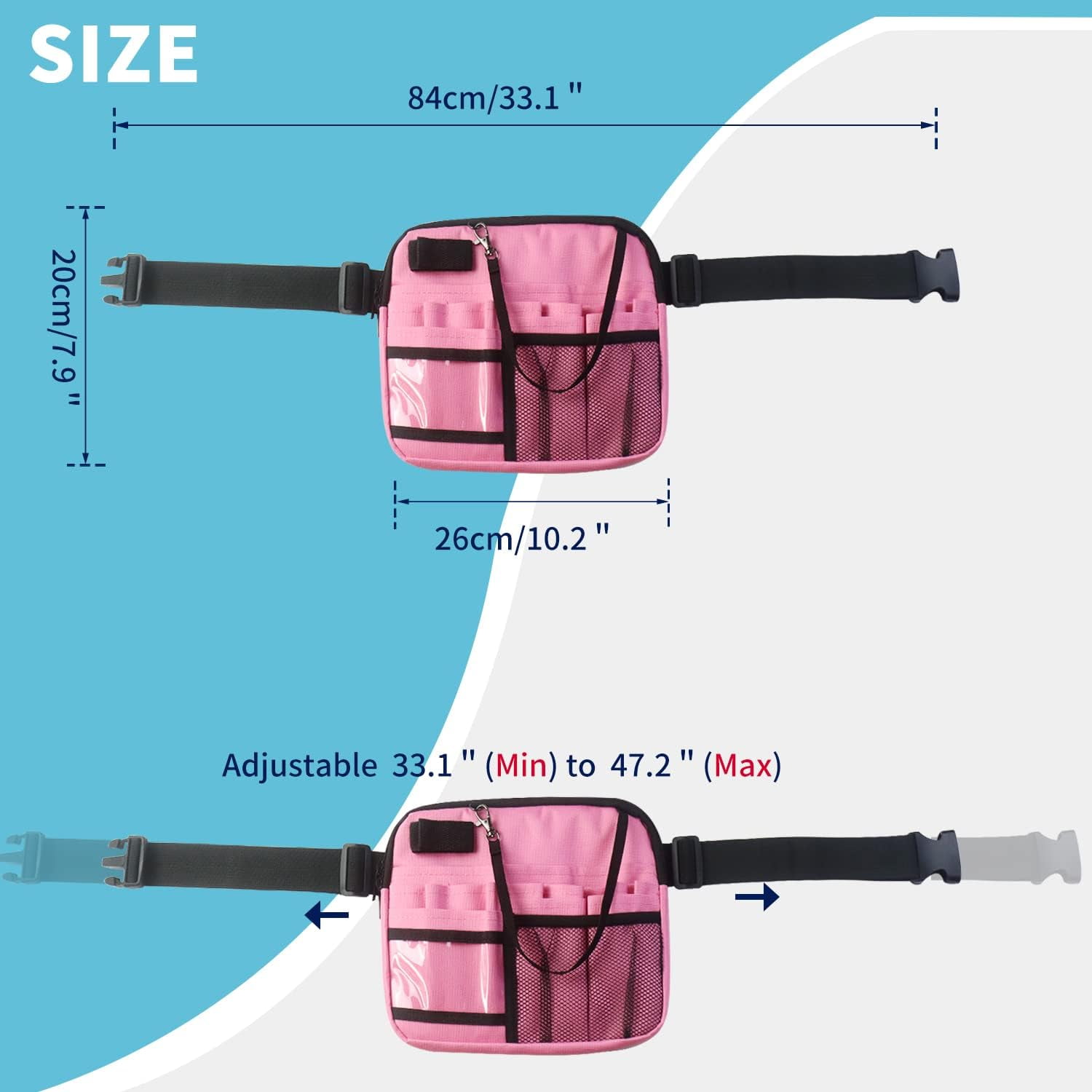 Nurse Fanny Pack Nurse Pouch Waist Bag with Medical Gear Pockets Tape Holder and Utility Storage for Stethoscopes Bandage Scissors Emergency
