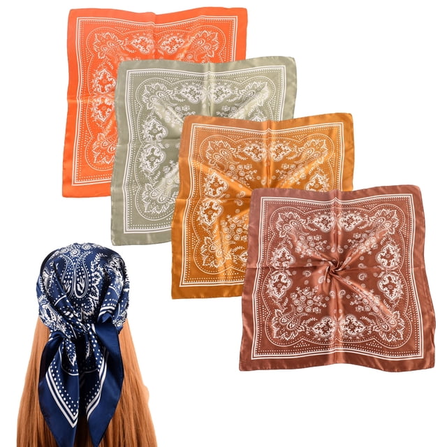 Pañuelo de seda para la cabeza de 27,5 pulgadas para mujeres y hombres, pañuelos vintage, pañuelo de satén para el cabello, pañuelo cuadrado de seda para el cuello