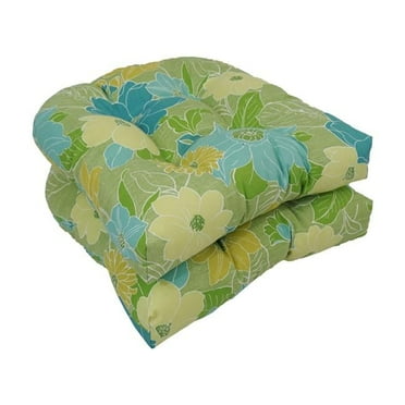 Blazing Needles 93184-2CH-OD-179 19 in. U-Shaped Outddor Dining Chair Cushions, Mcyvonne Aloe - Set of 2