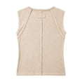 thumbnail image 7 of Oiangi Tank Top Women Crew Neck Ribbed Knit Sleeveless Shirts Casual Dressy Going Out Tanks Khaki S, 7 of 7