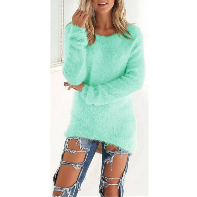 Chandail en Molleton Duveteux d'Hiver pour Femmes, Chandail Simple, Hauts, Blouse