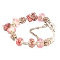 thumbnail image 4 of Pulsera de cuentas de cadena de serpiente Nikou bañada en plata con colgante de corazón de diamantes de imitación rosa 7,5 pulgadas, 4 of 15