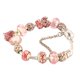 thumbnail image 4 of Pulsera de cuentas de cadena de serpiente Nikou bañada en plata con colgante de corazón de diamantes de imitación rosa 7,5 pulgadas, 4 of 15