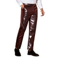 thumbnail image 1 of Pantalones metálicos INSPIRE CHIC para hombres, pantalones rectos brillantes para fiestas disco, pantalones brillantes 28 rojos, 1 of 5