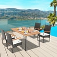 thumbnail image 2 of Costway 5PCS Patio Wicker Dining Set  Armchairs Acacia Wood Table with Detachable Cushions &  Umbrella Hole, 2 of 10