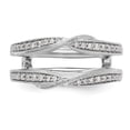 thumbnail image 4 of 14K White Gold Ring Band Wedding Diamond Round Guard, Size 9, 4 of 7
