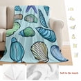 thumbnail image 5 of Teal Conch Coastal Blanket Soft Cozy Warm Throw Blanket for Couch, Plush Fuzzy Flannel Fleece Blankets for Sofa, Summer Beach Shell Starfish Ocean Bed Blankets Lightweight Gifts for Women, 40"x50", 5 of 9