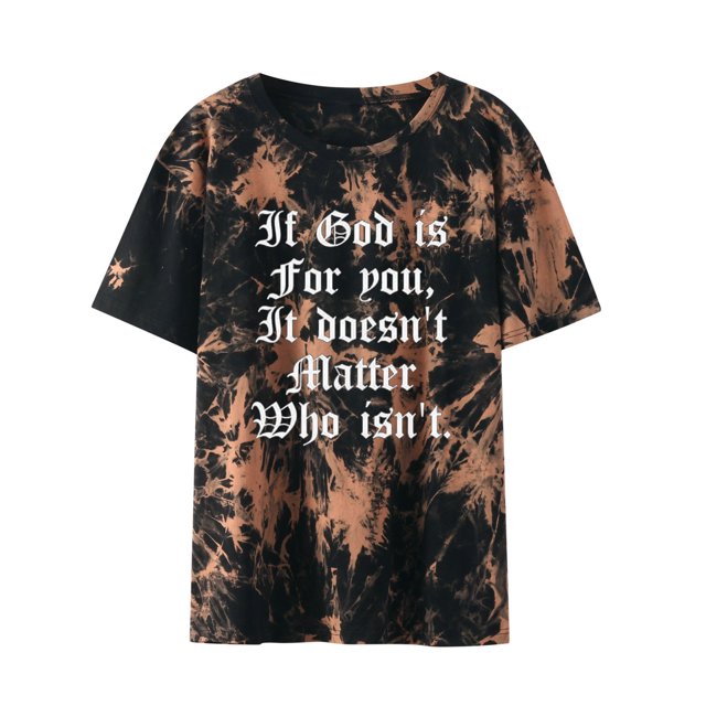 Top de manga corta con cuello redondo y estampado de letras de moda de verano para mujer Pompotops hkajfhjk469591