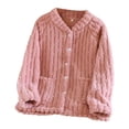 thumbnail image 3 of CQXIDFH Sleep Shirts for Women Oversized Coral Fleece Cardigan Long Sleeve Warm Flannel House Coat for Autumn Winter Comfortable Casual Sleepwear Loungewear & Nightwear, 3 of 9