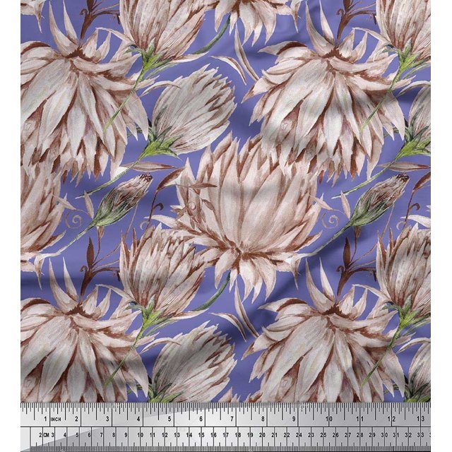 Soimoi Rayon Fabric Clover Flower Decor Fabric Printed Yard 42 Inch Wide