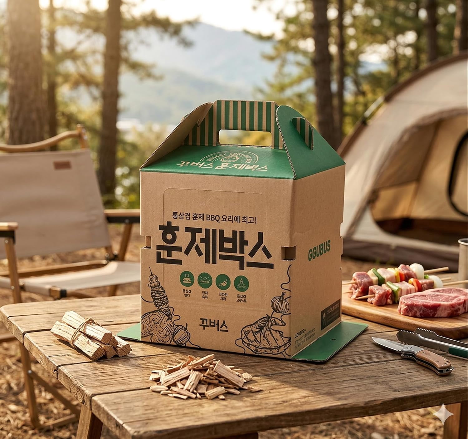 GGUBUS Grill House – All-in-One Disposable BBQ Grill, Portable Smoker & Charcoal Roasting Box, Easy to Light, Food-Safe Paper, 90 Minutes of Coal Life – Premium Outdoor Camping, Picnic (Pack of 2)
