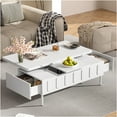 thumbnail image 2 of JERFIT White Lift-Top Coffee Table with Storage, 3-in-1 Convertible Folding Desk & Dining Table with 2 Drawers for Small Space Living Room, 2 of 10